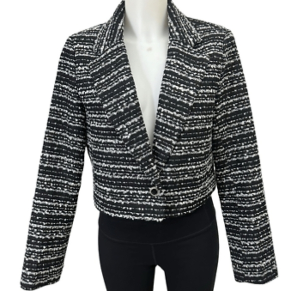 Bagatelle Tweed Black White Old Money Jacket - Picture 4 of 9